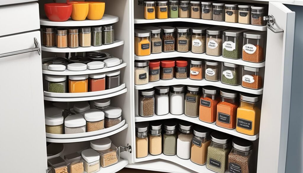 Efficient lazy susan and spice divider solutions