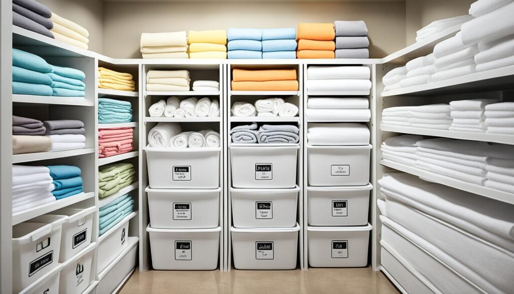 Linen closet organization bins