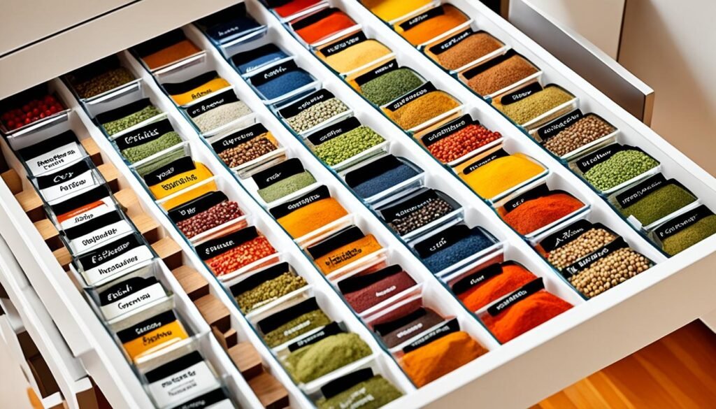 Spice drawer organizer