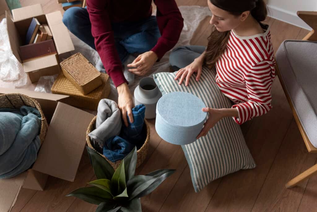 Young family moving into new home