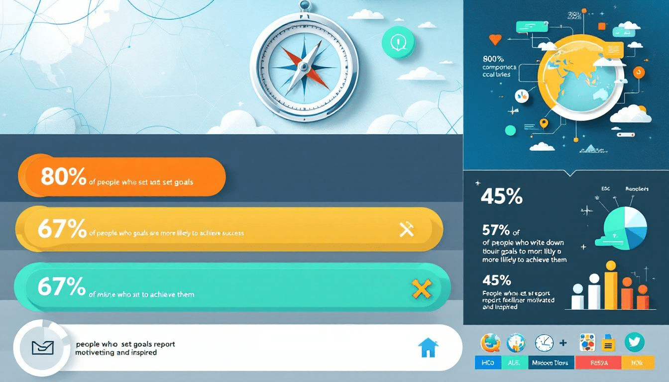 An infographic illustrating the importance of goal setting with goal setting statistics.