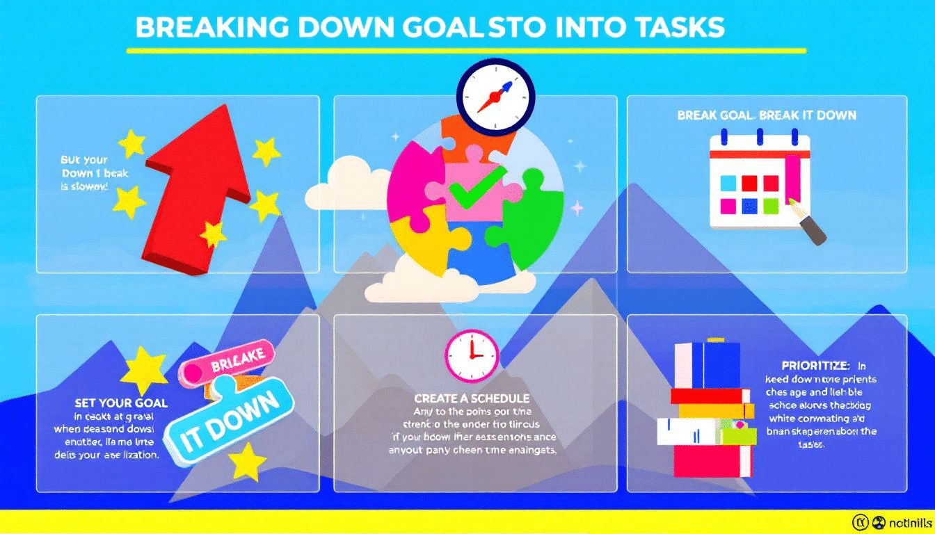 A graphic showing the breakdown of goals into manageable tasks.