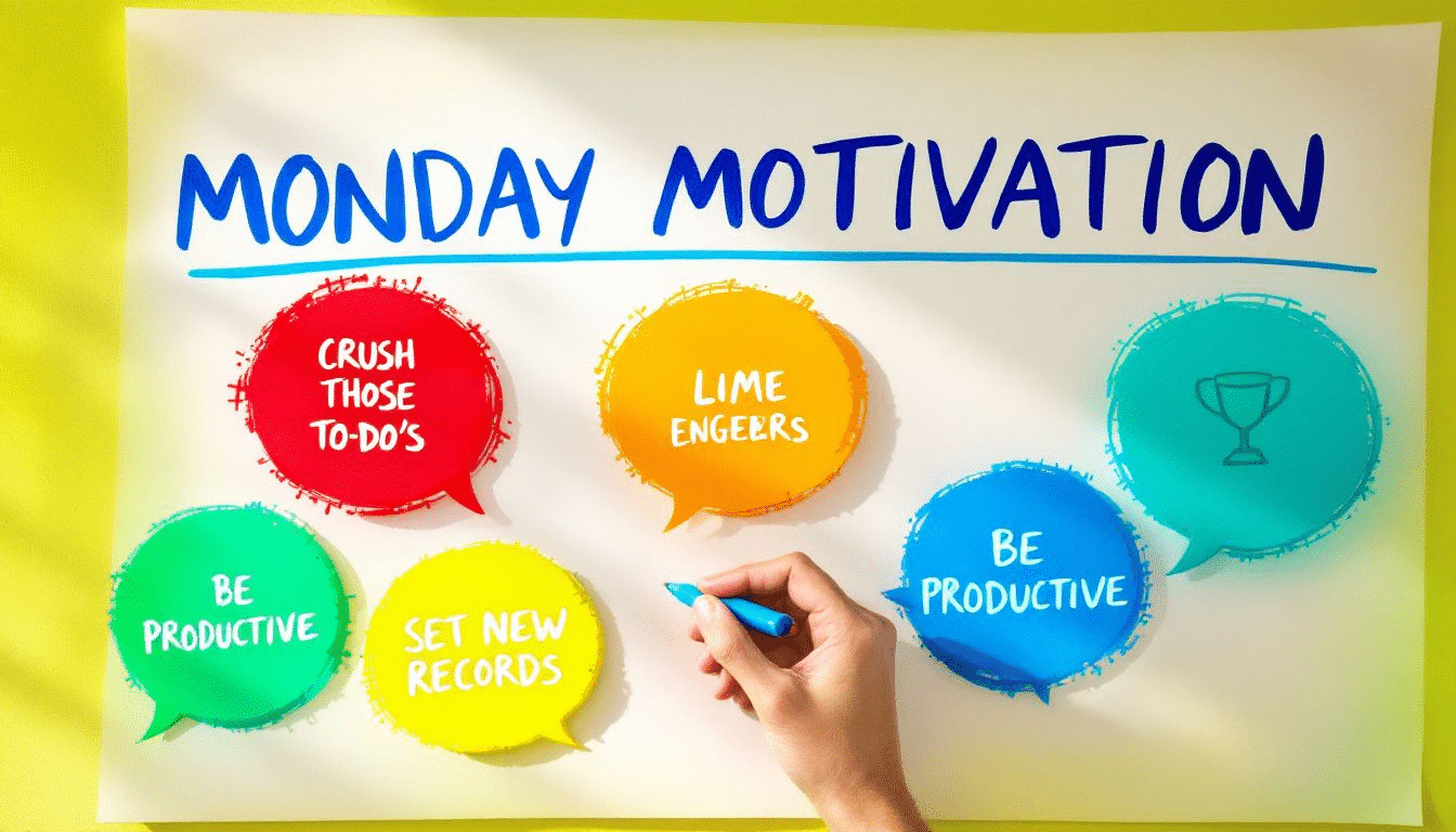 Examples of effective monday goals displayed on a whiteboard.