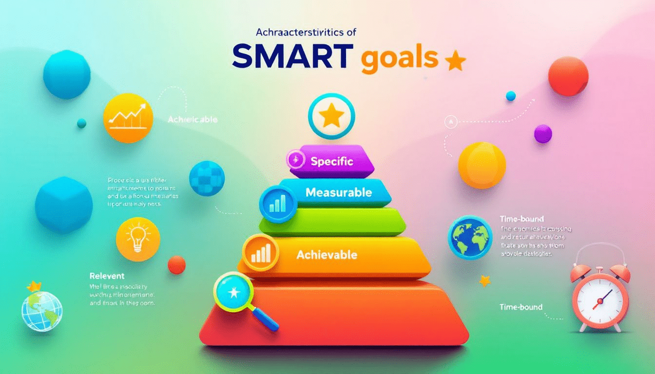 A visual representation of achievable characteristics of smart goals.