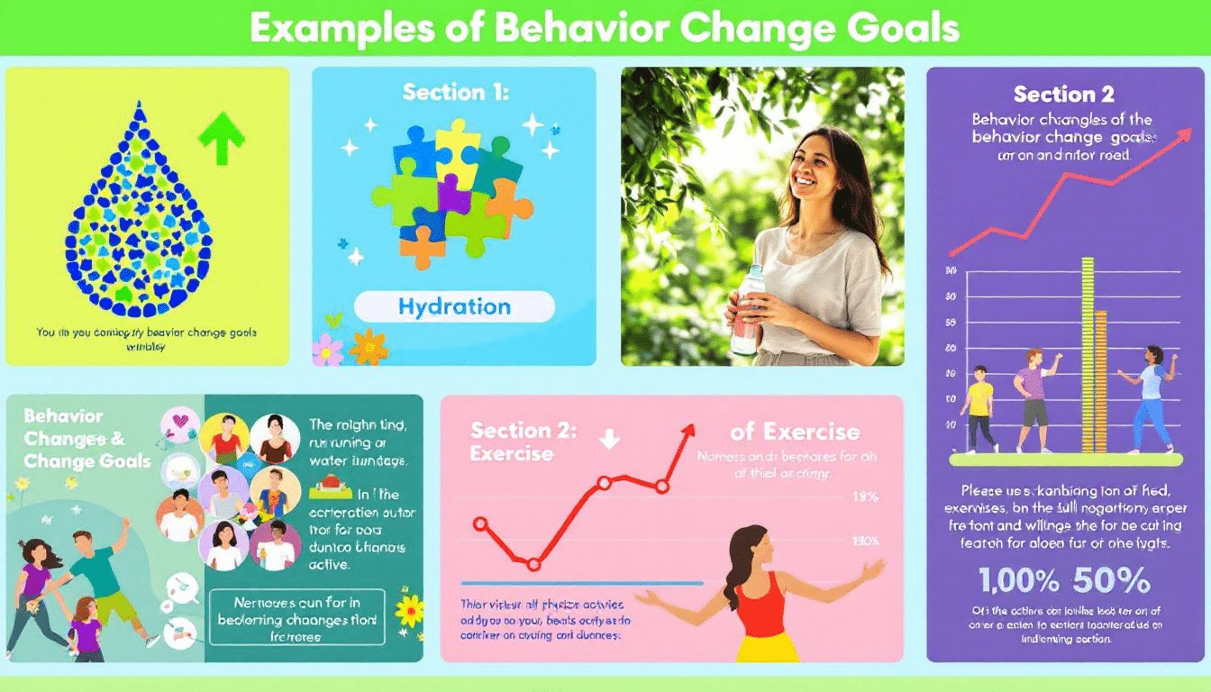 Examples of behavior change goal examples related to health and wellness.