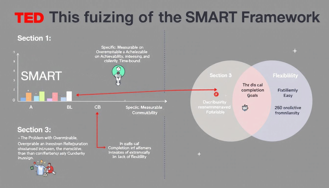 A chart illustrating the criticisms and limitations of smart goals, including lack of flexibility and overemphasis on achievability.