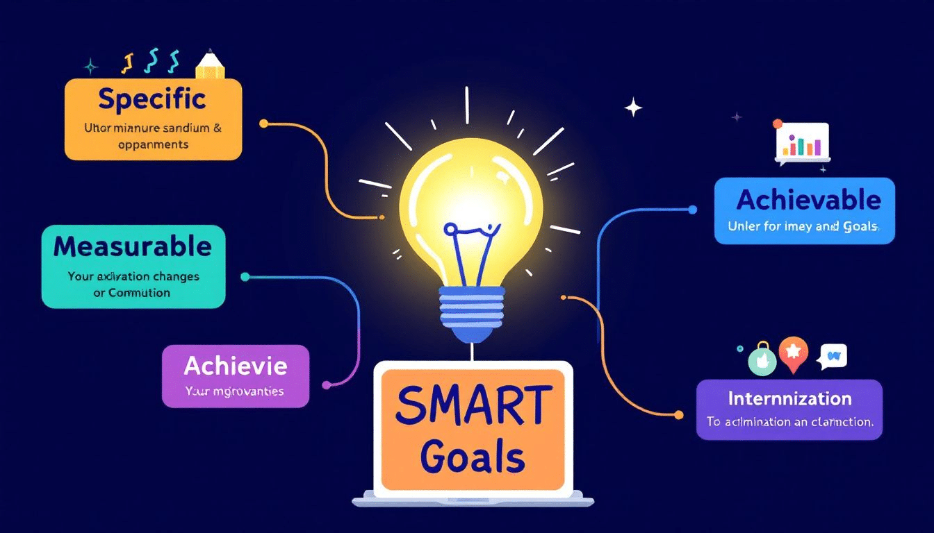 A visual representation of smart goals with examples.