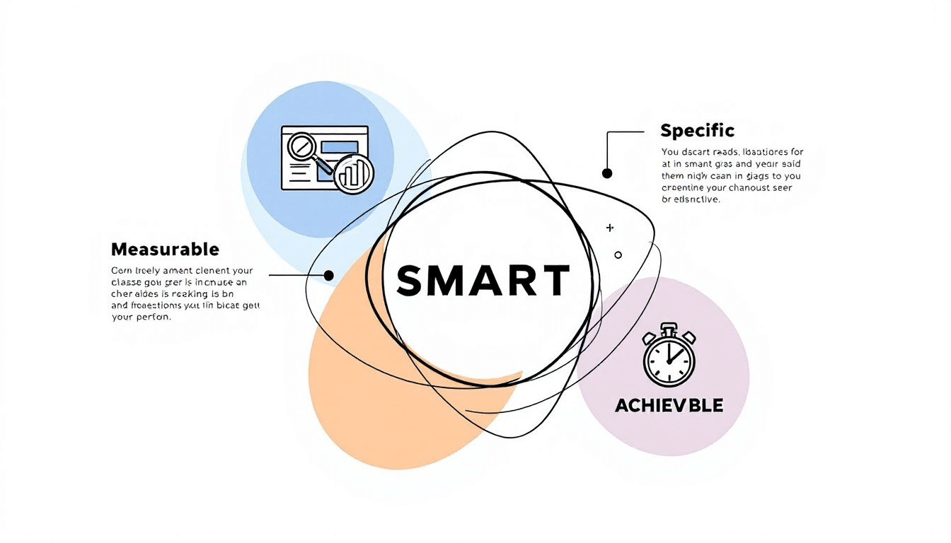 An illustration depicting the smart goals framework, highlighting each component.