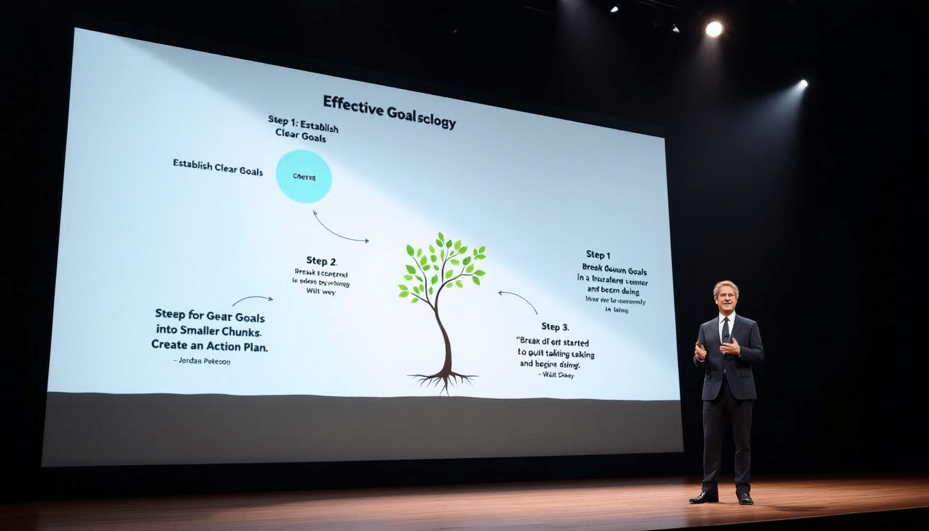 A diagram showing steps to effective goal setting according to jordan peterson.