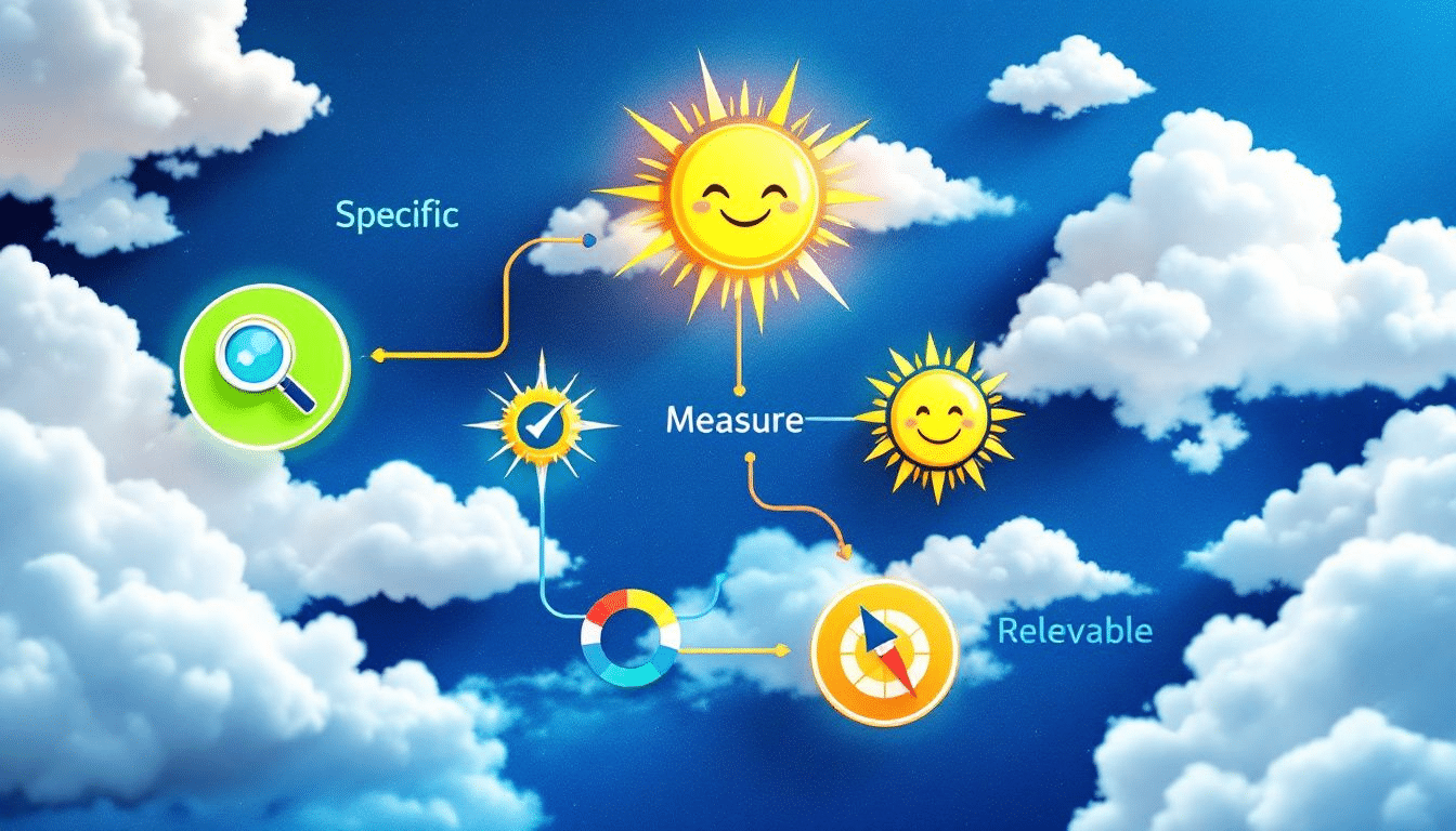 An illustration depicting the smart goals framework.