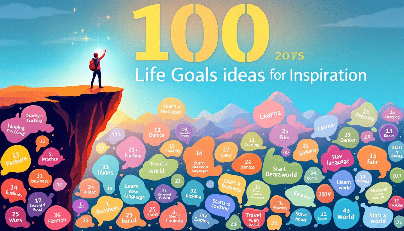 A visually appealing list showcasing 100 life goals ideas for inspiration.