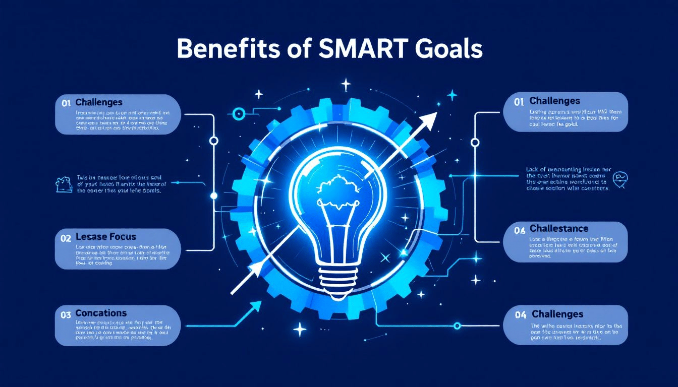 A graphic highlighting the benefits and challenges of smart goals.