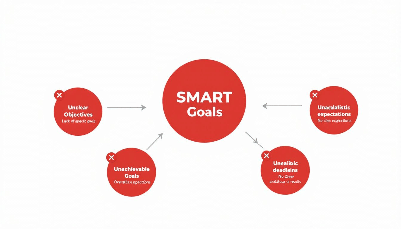 A diagram showing common mistakes in setting smart goals.