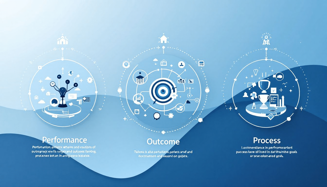 A diagram categorizing performance, outcome, and process goals.