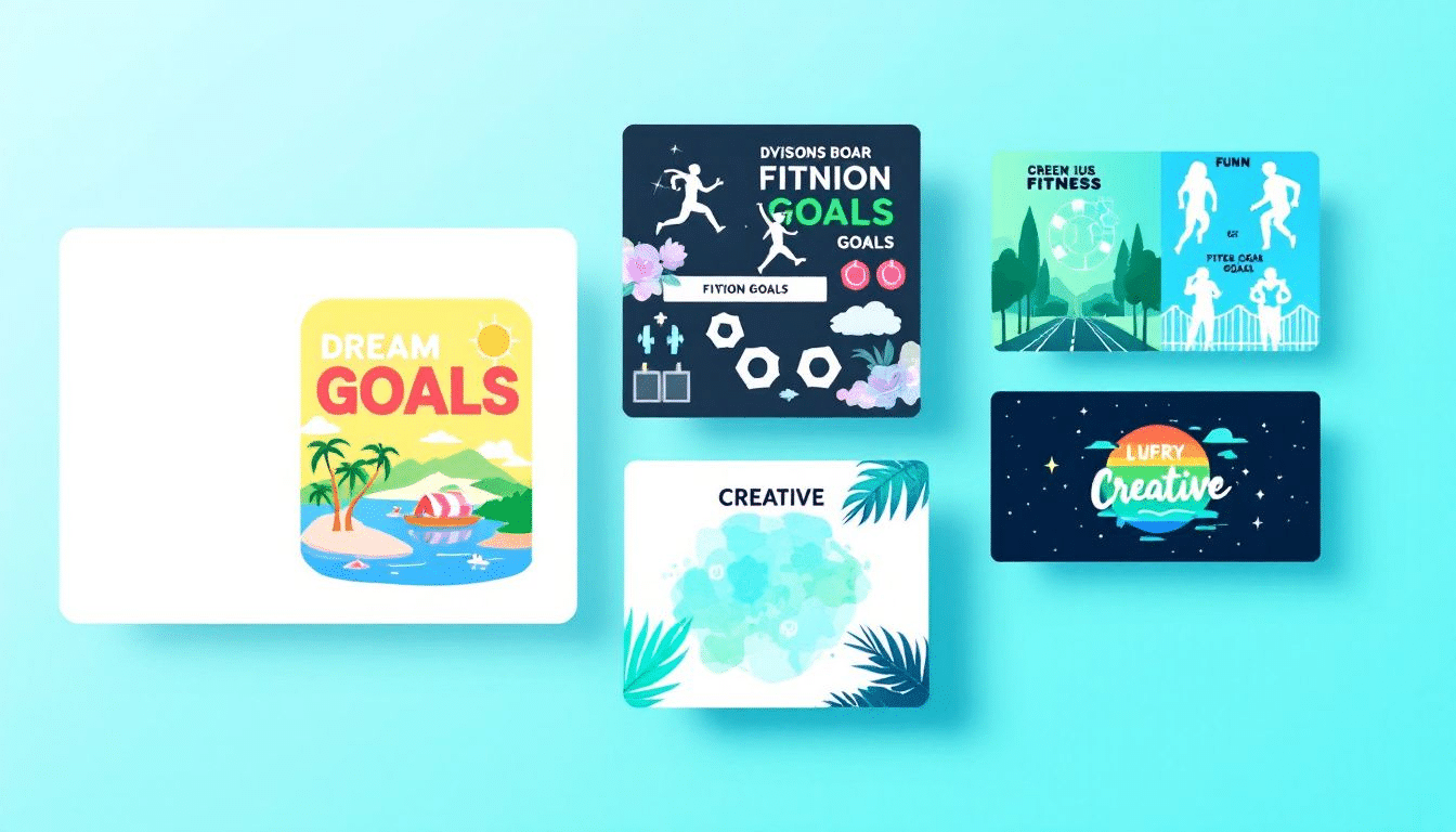 A collection of vision boards showcasing various visual goal setting techniques.