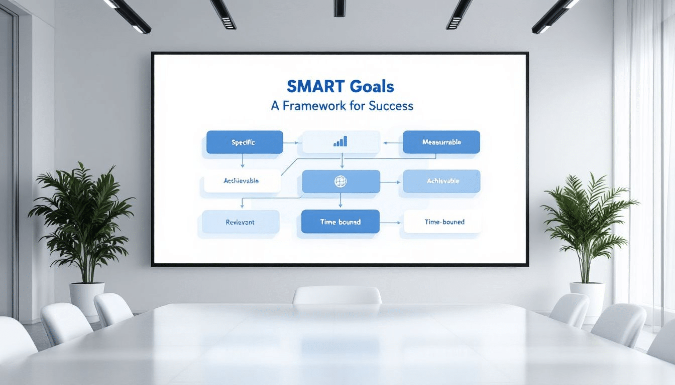 A visual representation of tools and templates for writing smart goals.