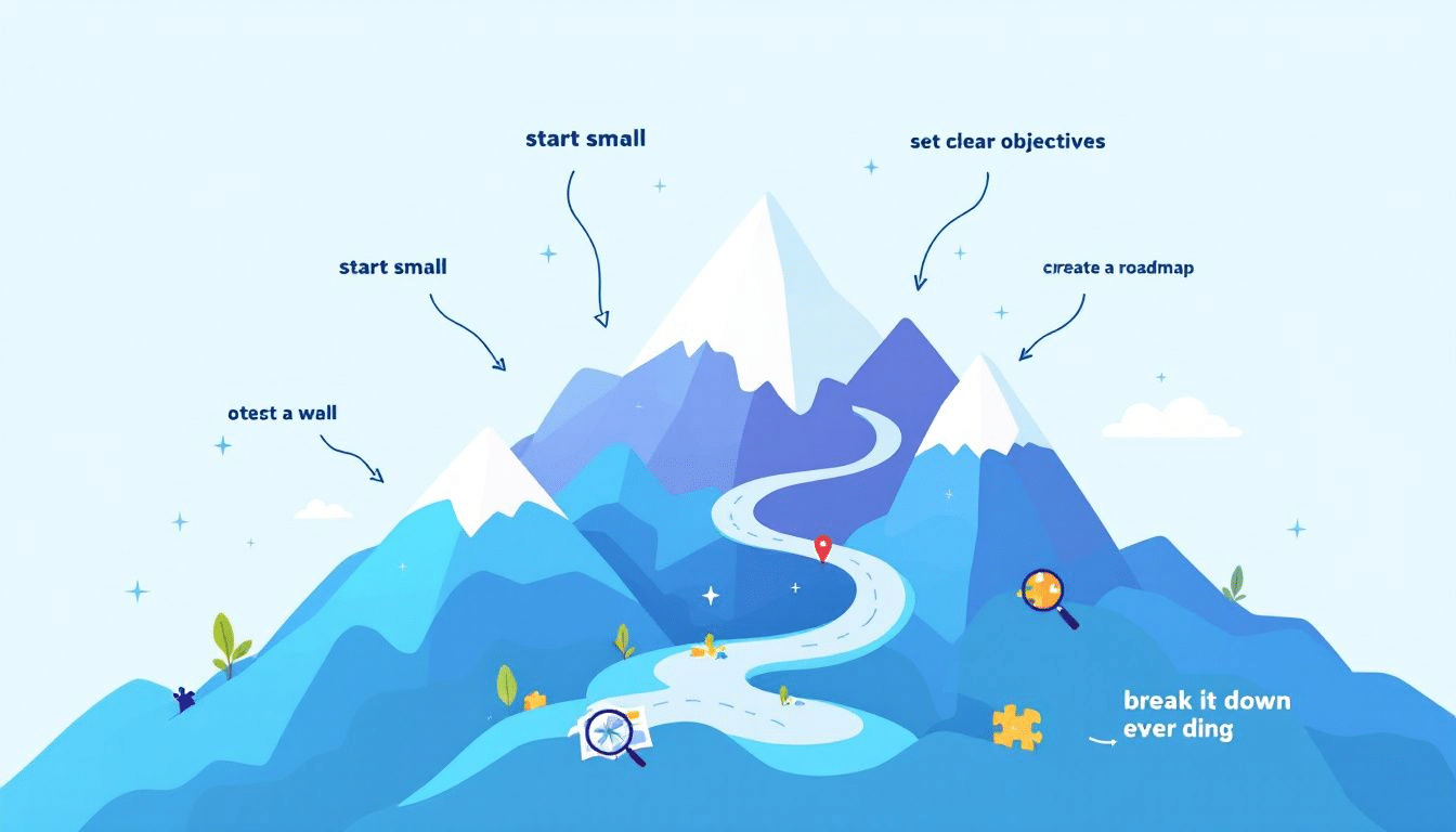 A diagram illustrating the process of breaking down big goals into smaller tasks.