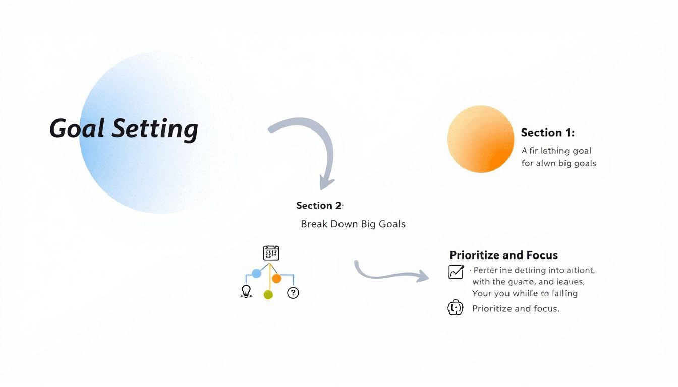 A flowchart illustrating how to break down long-term goals into manageable steps.