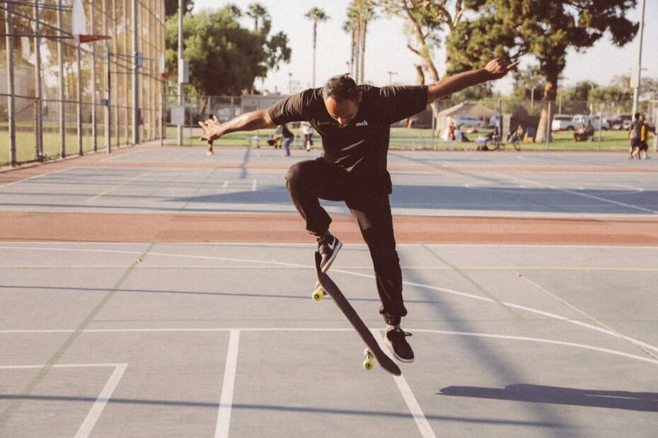 A man doing a trick on a skateboard