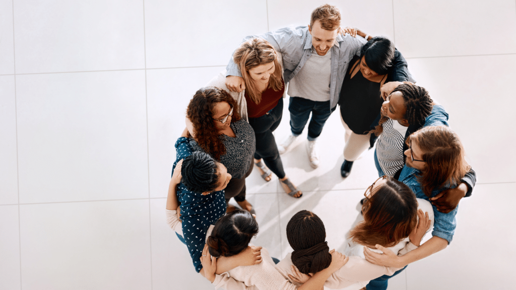 A group of people standing together